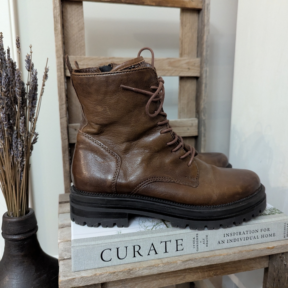 Leather Combat Boots w/ Studded Tongue by Brown's Shoes